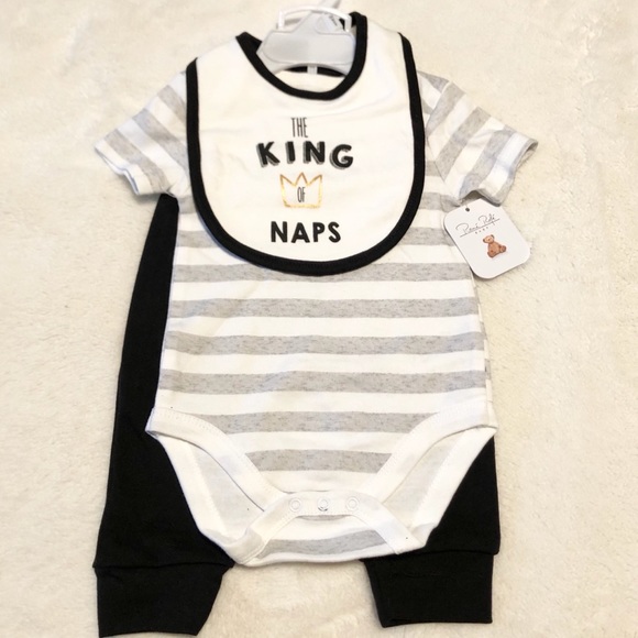🆕3pc Baby Bodysuit Set THE KING OF NAPS - Picture 3 of 7